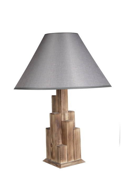 Opviq Lámpara de Mesa 8300-3M con Cuerpo de Madera y Pantalla de Tela